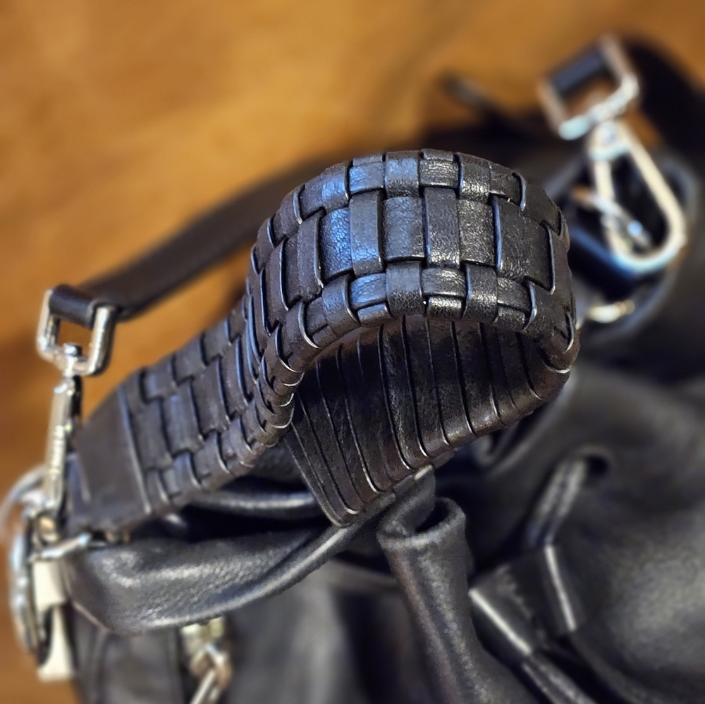 ALLSAINTS Capotal Collection Black Leather Bucket Bag All Saints SAMPLE - Picture 4 of 12